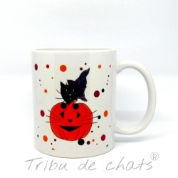 Mug Halloween, chat sorcier et citrouille, Tribu de chats