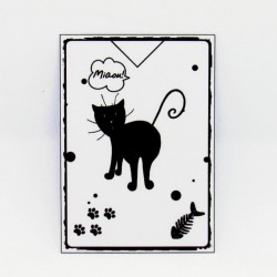Marque page papier plastifié, motif silhouette de chat se retournant, noir et blanc, Tribu de chats