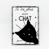 Marque page papier plastifié, motif tête de chat et texte humour je vis chez mon chat, noir et blanc, Tribu de chats