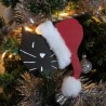 Déco de Noël chat, en bois, à accrocher dans le sapin, chat avec bonnet de Père Noël, Tribu de chats