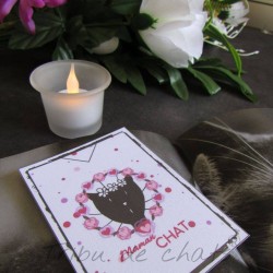 Marque page papier plastifié, Maman chat, motif tête de madame chat, Tribu de chats