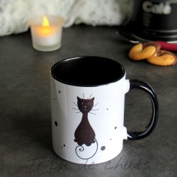 Mug chat, silhouette de chat noir assis, Tribu de chats