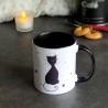 Mug chat, silhouette de chat noir assis de profil, Tribu de chats