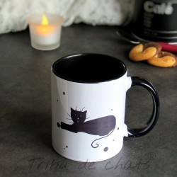 Mug chat, silhouette de chat noir couché, Tribu de chats