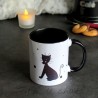 Mug chat, silhouette de chat noir se toilettant, Tribu de chats