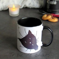 Mug chat, tête de chat noir coucou, Tribu de chats