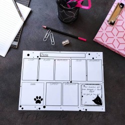 Planning chat effaçable, motif tête de chat et humour, Tribu de chats