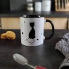 Mug chat, silhouette de chat noir assis, Tribu de chats
