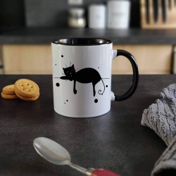 Mug chat, silhouette de chat noir assis, Tribu de chats