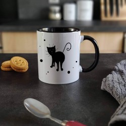 Mug chat, silhouette de chat noir assis, Tribu de chats