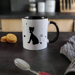 Mug chat, silhouette de chat noir assis, Tribu de chats