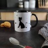 Mug chat, silhouette de chat noir assis, Tribu de chats