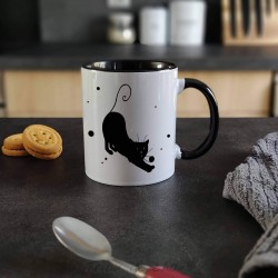 Mug chat, silhouette de chat noir assis, Tribu de chats