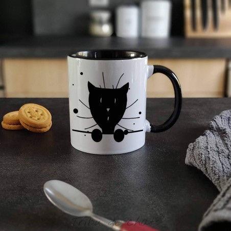 Mug chat, tête de chat noir curieux, Tribu de chats