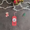 Etiquettes cadeaux de Noël rouges, chat avec bonnet de Père Noël, Tribu de chats