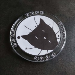 Vide poche chat, rond en verre, tête de chat noir, Tribu de chats