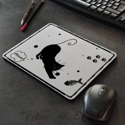 Tapis de souris silhouette de chat, noir et blanc, Tribu de chats