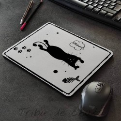 Tapis de souris silhouette de chat, noir et blanc, Tribu de chats