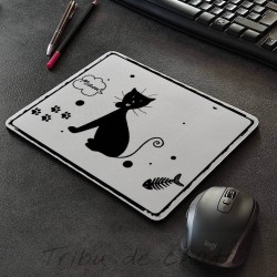 Tapis de souris silhouette de chat, noir et blanc, Tribu de chats