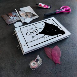 Album photos tête de chat et texte humour, noir et blanc, Tribu de chats