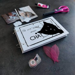 Album photos tête de chat et texte humour, noir et blanc, Tribu de chats