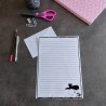 Papier à lettre silhouette de chat noir, A4 noir et blanc, enveloppe et autocollant patte de chat
