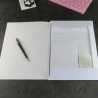 Papier à lettre tête de chat noir et texte humour, A4 noir et blanc, enveloppe et autocollant patte de chat