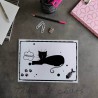 Sous-main de bureau silhouette de chat noir, A4 noir et blanc, Tribu de chats