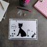 Sous-main de bureau silhouette de chat noir, A4 noir et blanc, Tribu de chats