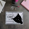 Sous-main tête de chat et texte humour, A4 noir et blanc, Tribu de chats
