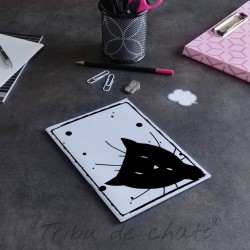 Petit carnet de notes tête de chat noir, A5 noir et blanc, Tribu de chats