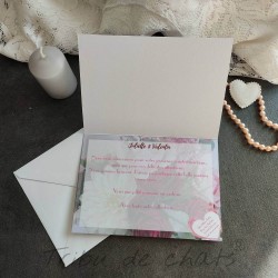 Carte de remerciement mariage chat, carte double romantique fleurie, Tribu de chats