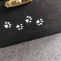 Boîte à bijoux chat, tête chat noir, bois noir et blanc, Tribu de chats
