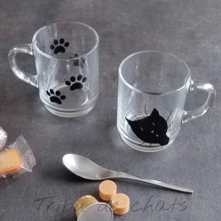 Mug chat, silhouette chat noir, boutique cadeau déco chat