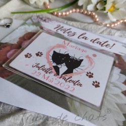 Save the date mariage romantique, carte magnet couple de  chats, Tribu de chats