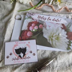 Save the date mariage romantique, carte magnet couple de  chats, Tribu de chats
