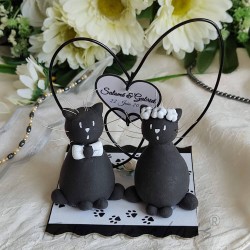 Figurine couple de chats pour gâteau de mariage, Tribu de chats
