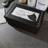 Boîte à recettes chat, tête chat noir, carton, noir et blanc, Tribu de chats