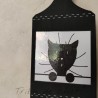 Accroche-torchons chat, tête de chat, bois, noir et blanc, Tribu de chats