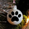 Petites boules de Noël patte de chat, verre noir et blanc, Tribu de chats