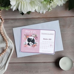Save the date mariage bohème thème chat, carte simple, Tribu de chats