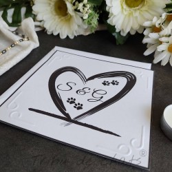 Faire-part mariage classique initiales couple, carte simple, noir et blanc, Tribu de chats