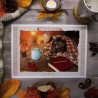 Affiche décorative chat et automne hygge, Tribu de chats