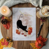 Affiche “Chat noir & Automne hygge”, lumière – Illustration à l’aquarelle, création artisanale | Tribu de chats