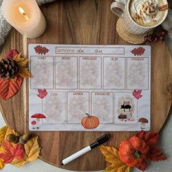 Planning réutilisable “Chat noir & Automne hygge”, confort – Illustration à l’aquarelle, création artisanale | Tribu de chats