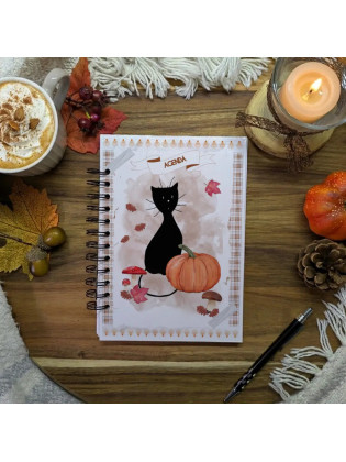 Agenda “Chat noir & Automne hygge”, nature – Illustration à l’aquarelle, création artisanale | Tribu de chats