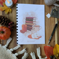Carnet de notes “Chat noir & Automne hygge” – Illustration à l’aquarelle, création artisanale | Tribu de chats