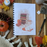 Carnet de notes “Chat noir & Automne hygge” – Illustration à l’aquarelle, création artisanale | Tribu de chats