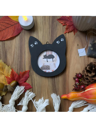 Cadre “Chat noir & Automne hygge”, confort – Illustration à l’aquarelle, création artisanale | Tribu de chats