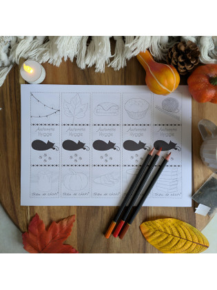Marque-pages à colorier “Chat noir & Automne hygge” – Fichier numérique- Illustrations originales | Tribu de chats